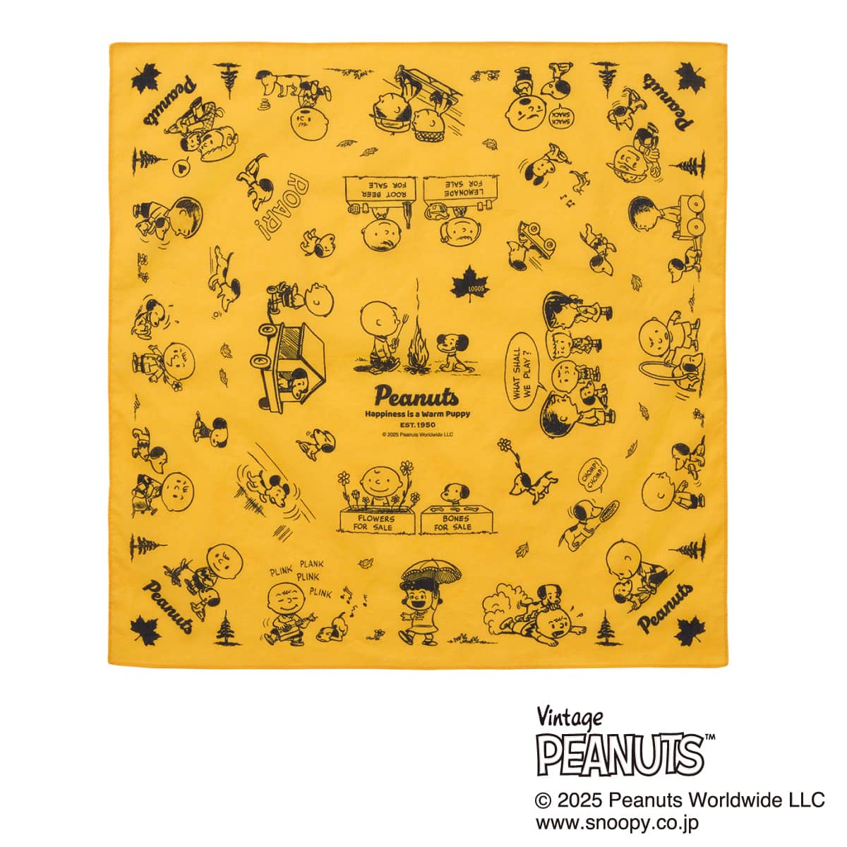 LOGOS SNOOPY（PEANUTS 75years)バンダナ イエロー | ニトリネット