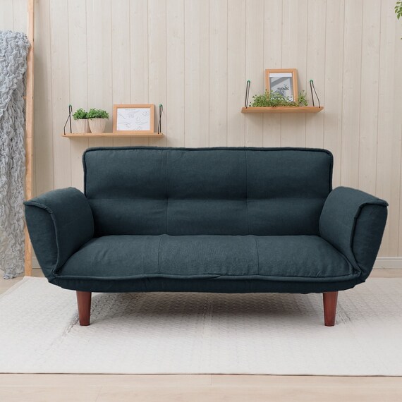 【日本製】お家でだらだらソファ ネイビー (2人掛けコンパクトソファ) 1枚目画像