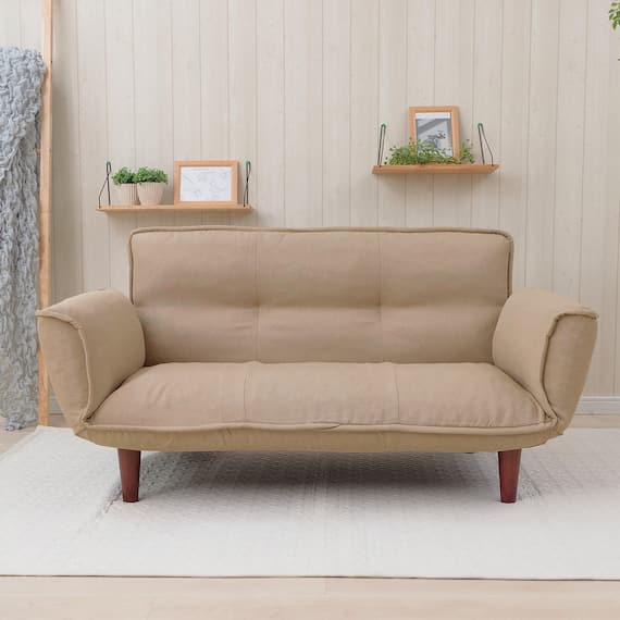 【日本製】お家でだらだらソファ ベージュ(2人掛けコンパクトソファ) 1枚目画像