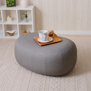 カバーが洗える 1人掛けふわもちオットマン 布張りタイプ