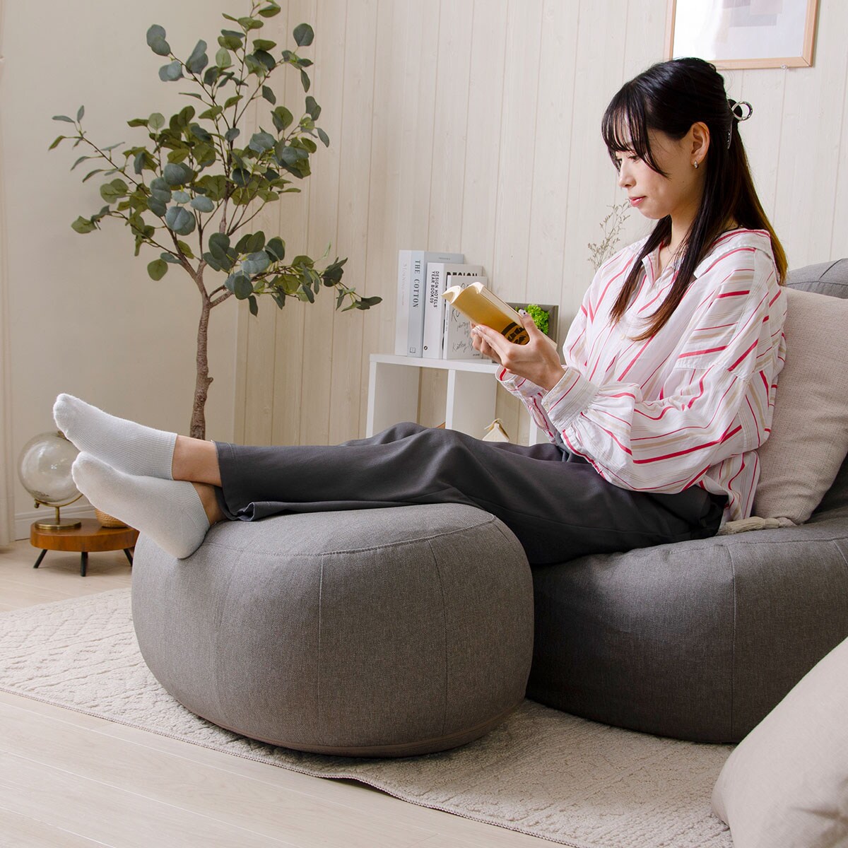 カバーが洗える1人掛けふわもちオットマン 専用カバー (GY) | ニトリ