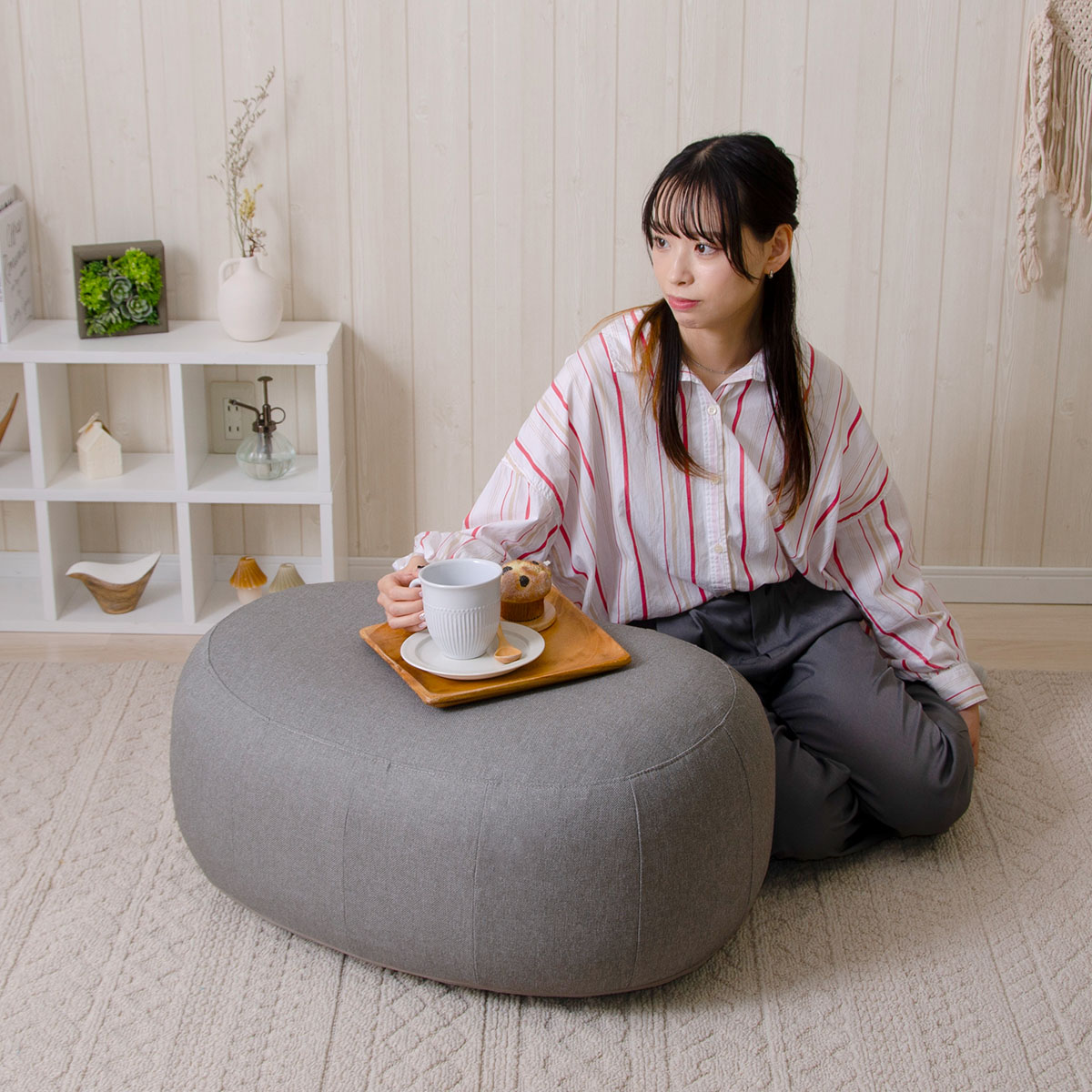 カバーが洗える1人掛けふわもちオットマン 専用カバー (GY) | ニトリ