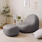 カバーが洗える 1人掛けふわもちソファセット 布張りタイプ (GY) 1枚目画像