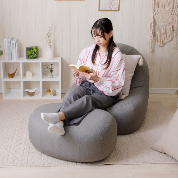 カバーが洗える 1人掛けふわもちソファセット 布張りタイプ (GY) 2枚目画像