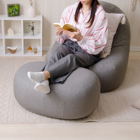 カバーが洗える 1人掛けふわもちソファセット 布張りタイプ (GY) 3枚目画像