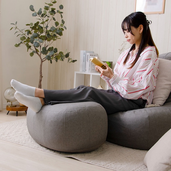 カバーが洗える 1人掛けふわもちソファセット 布張りタイプ (GY) 4枚目画像