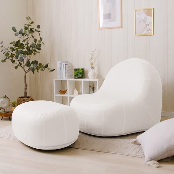 カバーが洗える 1人掛けふわもちソファセット 布張りタイプ (IV) 1枚目画像