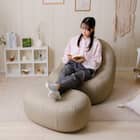 カバーが洗える 1人掛けふわもちソファセット 布張りタイプ (MO) 2枚目画像