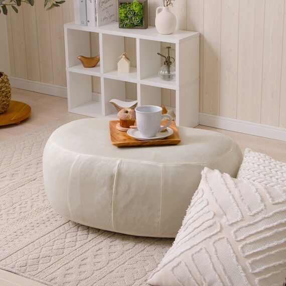 カバーが洗える 1人掛けふわもちオットマン 布張りタイプ (ベロア IV) 1枚目画像