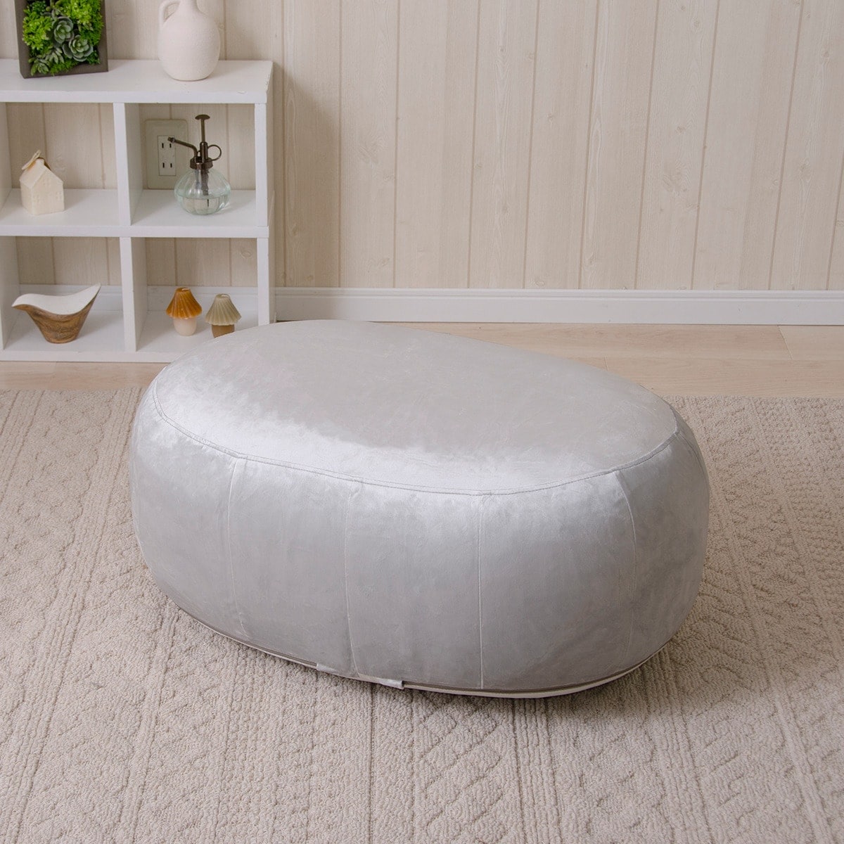 カバーが洗える1人掛けふわもちオットマン (ベロア GY) | ニトリネット