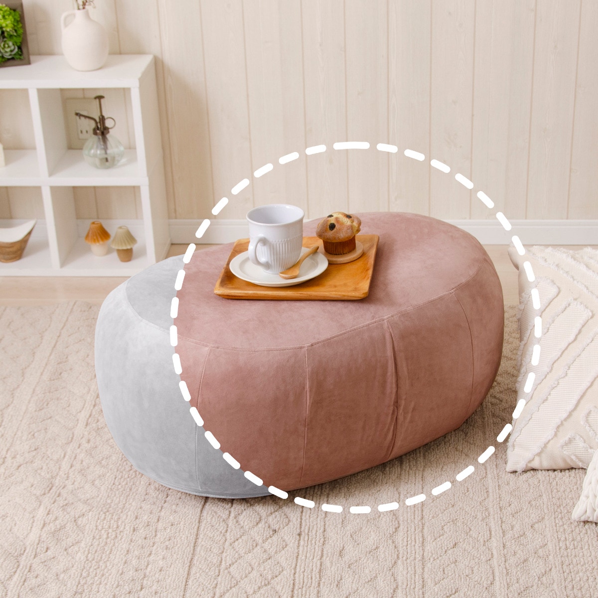 カバーが洗える1人掛けふわもちオットマン 専用カバー (ベロア RO