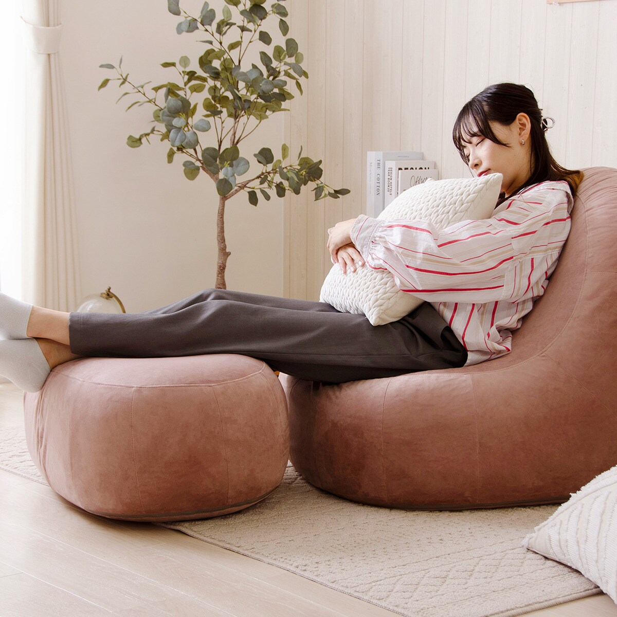 カバーが洗える 1人掛けふわもちソファセット 布張りタイプ (ベロア RO