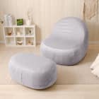 カバーが洗える 1人掛けふわもちソファセット 布張りタイプ (ベロア GY) 1枚目画像