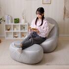 カバーが洗える 1人掛けふわもちソファセット 布張りタイプ (ベロア GY) 2枚目画像