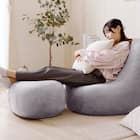 カバーが洗える 1人掛けふわもちソファセット 布張りタイプ (ベロア GY) 3枚目画像