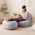 カバーが洗える 1人掛けふわもちソファセット 布張りタイプ (ベロア GY) 4枚目画像