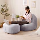 カバーが洗える 1人掛けふわもちソファセット 布張りタイプ (ベロア GY) 4枚目画像