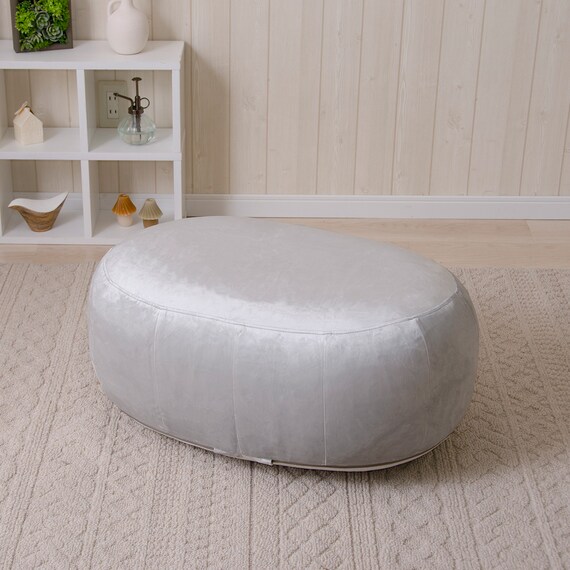 カバーが洗える 1人掛けふわもちソファセット 布張りタイプ (ベロア GY) 6枚目画像