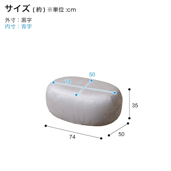 カバーが洗える 1人掛けふわもちソファセット 布張りタイプ (ベロア GY) 8枚目画像