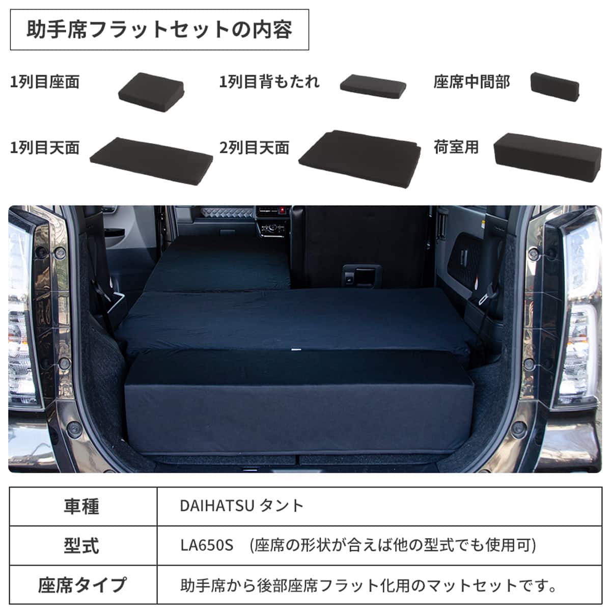 車中泊マット ダイハツタント LA650S型用(助手席用) | ニトリネット