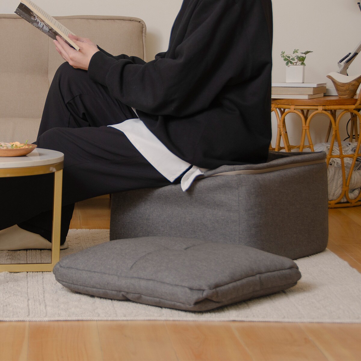 マルチに使えるクッションスツール スクエア GY | ニトリネット【公式