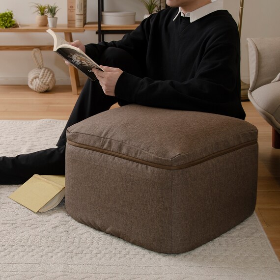 マルチに使えるクッションスツール スクエア BR 2枚目画像