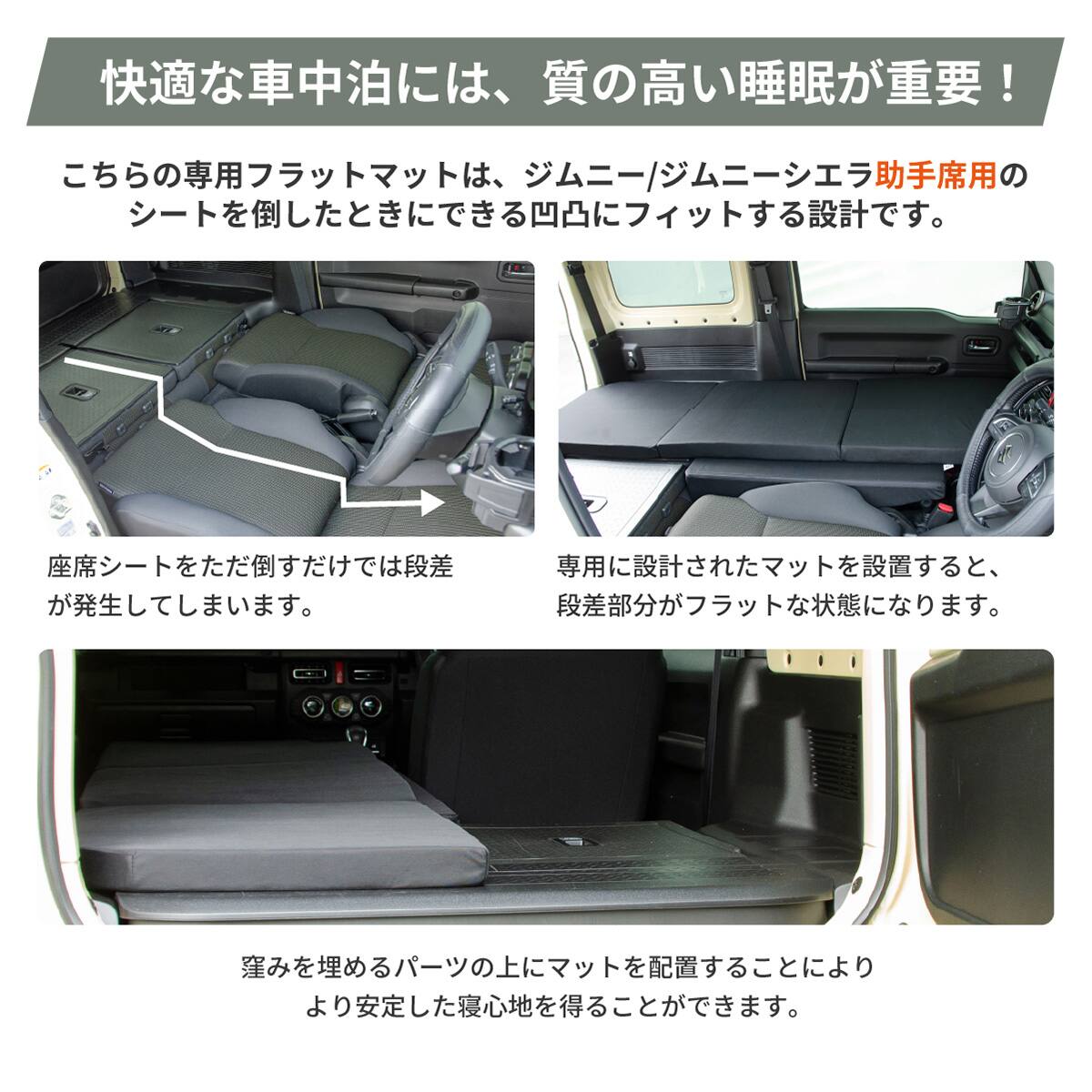 車中泊マット SUZUKIジムニー 4AT型 JB64W(XC)(XL) ・JB74W(JC)(JL)用
