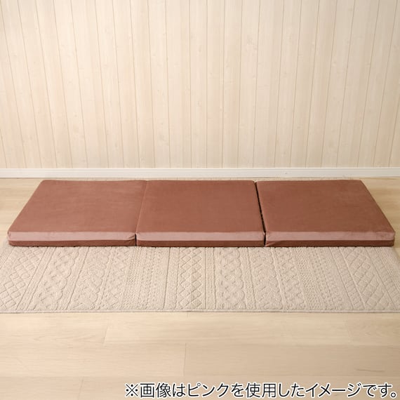 オットマン・スツールになるごろ寝マットレス(ベロア調 アイボリー) 4枚目画像