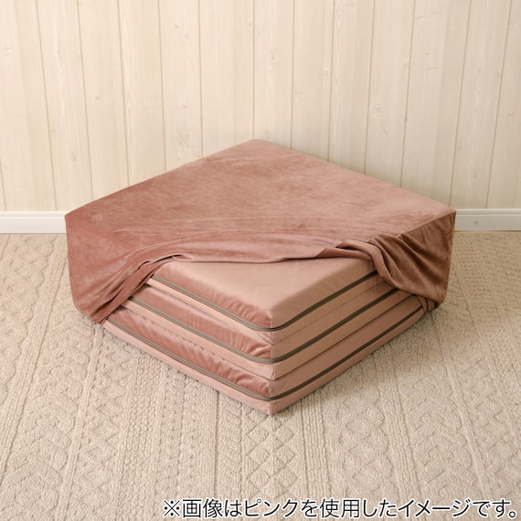 オットマン・スツールになるごろ寝マットレス(ベロア調 アイボリー) 5枚目画像