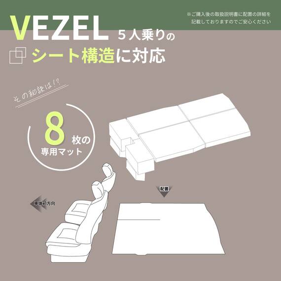 車中泊マット ホンダヴェゼル RV3／4／5／6型 5人乗り用 8枚目画像