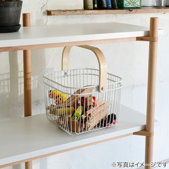 取っ手付バスケット265(ホワイト) 2個セット 1枚目画像