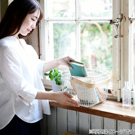 取っ手付バスケット265(ホワイト) 2個セット 6枚目画像