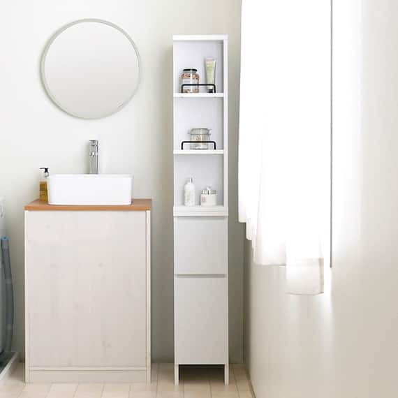 洗面所やキッチンにも使えるすき間収納 (幅25cm WH) 1枚目画像