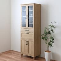 石目調ガラスの北欧風カップボード (幅58cm GN)