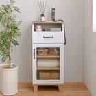 石目調ガラスの北欧風スリムキャビネット (幅40cm WW/GN) 1枚目画像