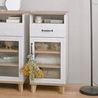 石目調ガラスの北欧風スリムキャビネット (幅40cm WW/GN) 2枚目画像