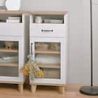 石目調ガラスの北欧風スリムキャビネット (幅40cm WW/GN) 2枚目画像