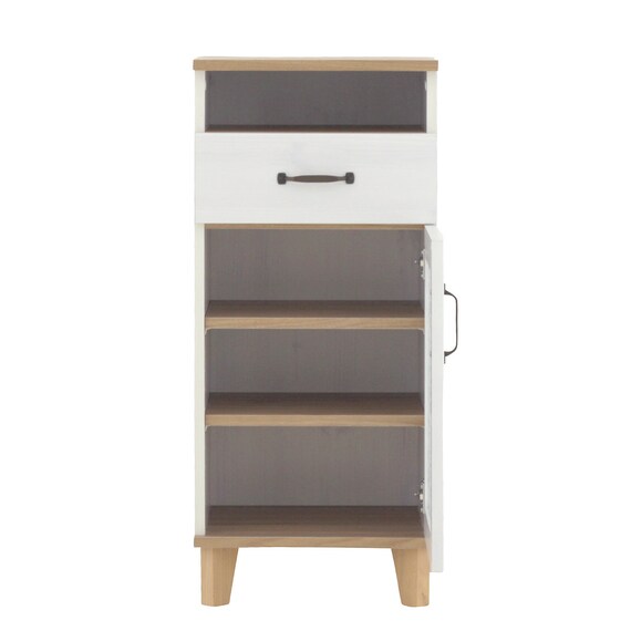 石目調ガラスの北欧風スリムキャビネット (幅40cm WW/GN) 6枚目画像