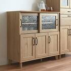 石目調ガラスの北欧風キッチンカウンター (幅90cm GN) 2枚目画像