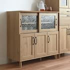 石目調ガラスの北欧風キッチンカウンター (幅90cm GN) 2枚目画像