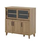 石目調ガラスの北欧風キッチンカウンター (幅90cm GN) 3枚目画像