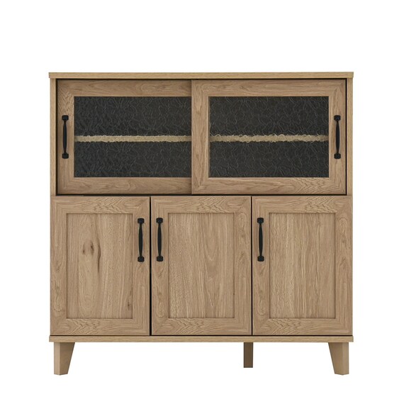 石目調ガラスの北欧風キッチンカウンター (幅90cm GN) 4枚目画像