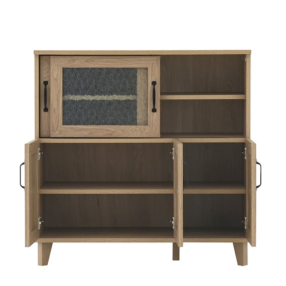 石目調ガラスの北欧風キッチンカウンター (幅90cm GN) 5枚目画像