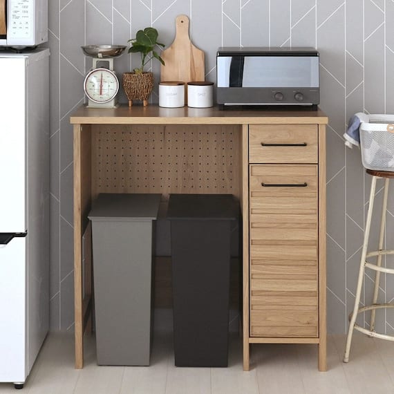 北欧スタイルのキッチンペールカウンター (幅90cm GN) 1枚目画像