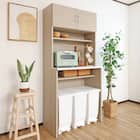 ゴミ箱も収まるシンプルキッチン収納 (グレージュ) 1枚目画像