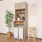 ゴミ箱も収まるシンプルキッチン収納 (グレージュ) 1枚目画像