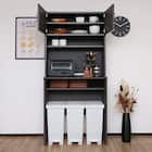 ゴミ箱も収まるシンプルキッチン収納 (ブラック) 2枚目画像