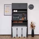 ゴミ箱も収まるシンプルキッチン収納 (ブラック) 3枚目画像