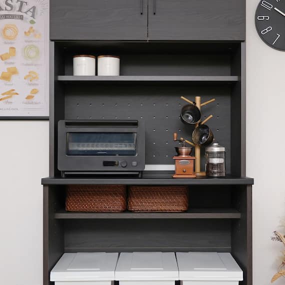 ゴミ箱も収まるシンプルキッチン収納 (ブラック) 7枚目画像