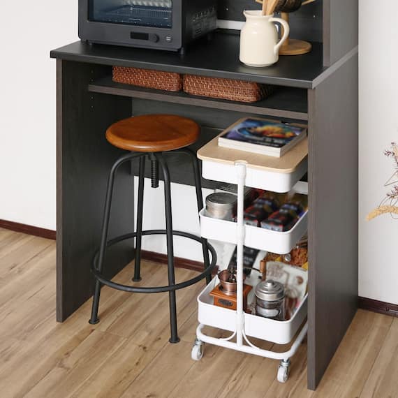 ゴミ箱も収まるシンプルキッチン収納 (ブラック) 13枚目画像